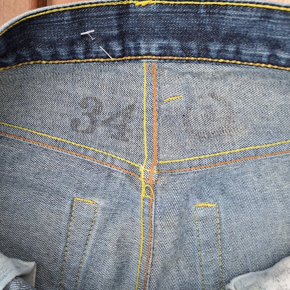 Vintage RMC Jeans Men's Graphic Navy and Blue Jeans Size 34x32 - Picture 9 of 14